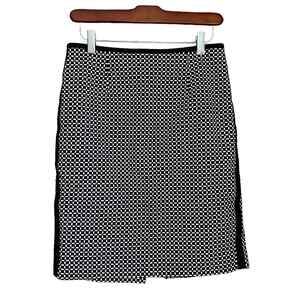WHBM Pencil Skirt Black White Gingham Print Back Zip Cotton Lined Women's Size 2